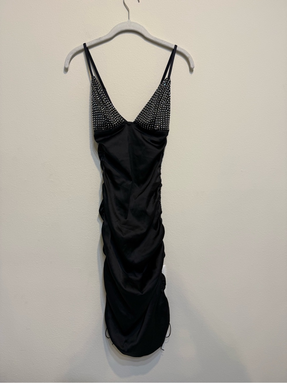 For Love And Lemons Black Studded Spaghetti-Strap Mini